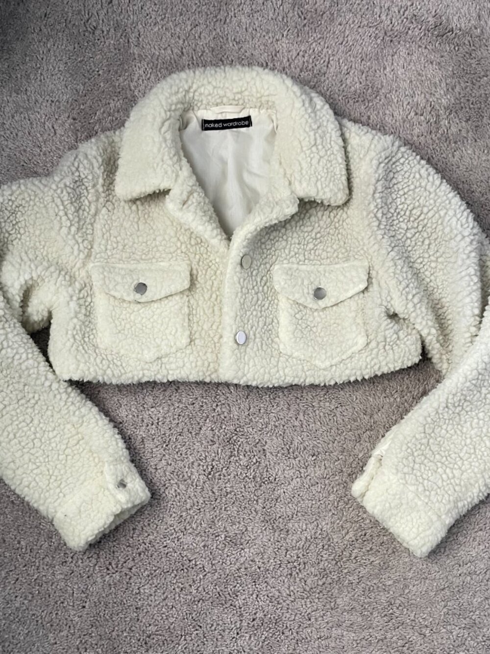 Naked Wardrobe Cropped Sherpa Jacket - Picture 2 of 5